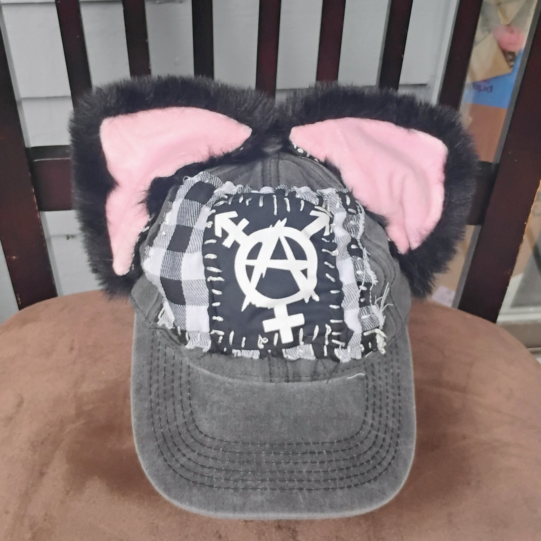 punk rock tranarchy cat ear hat front